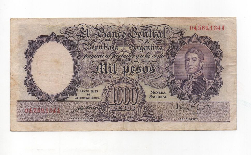 ARGENTINA DEL AÑO 1935 DE 1000 PESOS